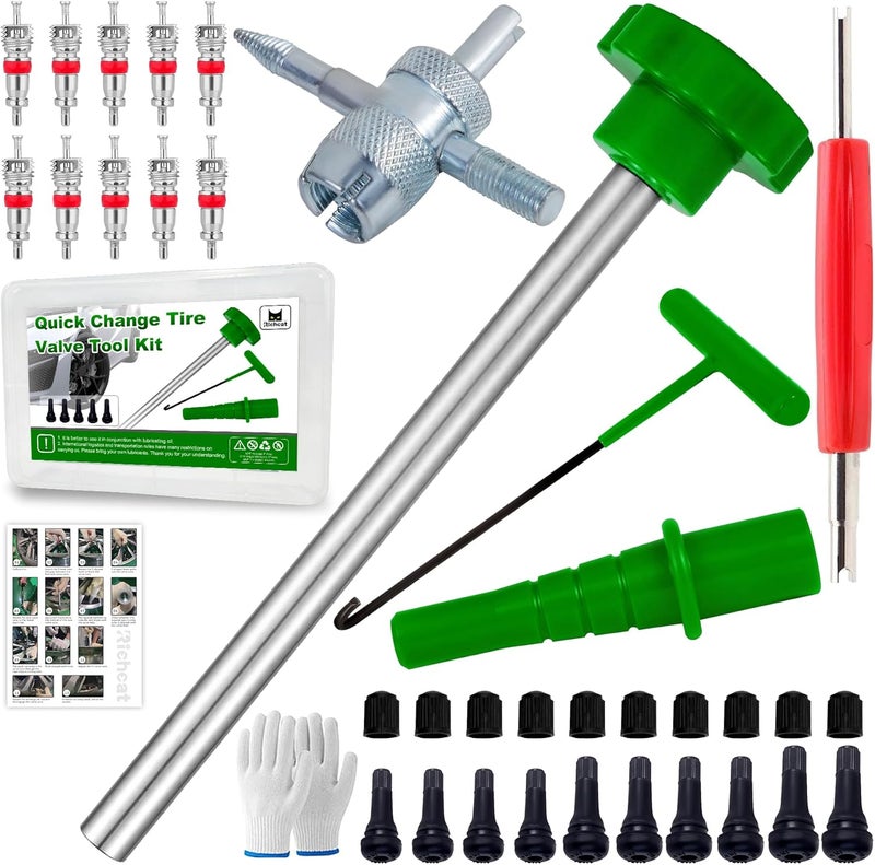 Richcat 51025 Quick Tire Valve Change Tool for Cars,Tire Valve Stem Core Quickly Replacement Tool Kit,Perfect Tool for Replacing Leaky Valves in Cars,ATVs,Trucks, etc.with TR413/TR414/TR418 - Image 1